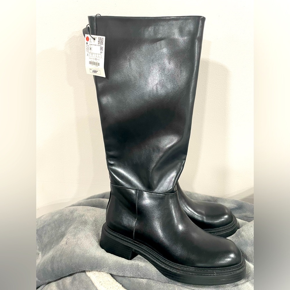 Black Zara boots, women size 9, never worn.